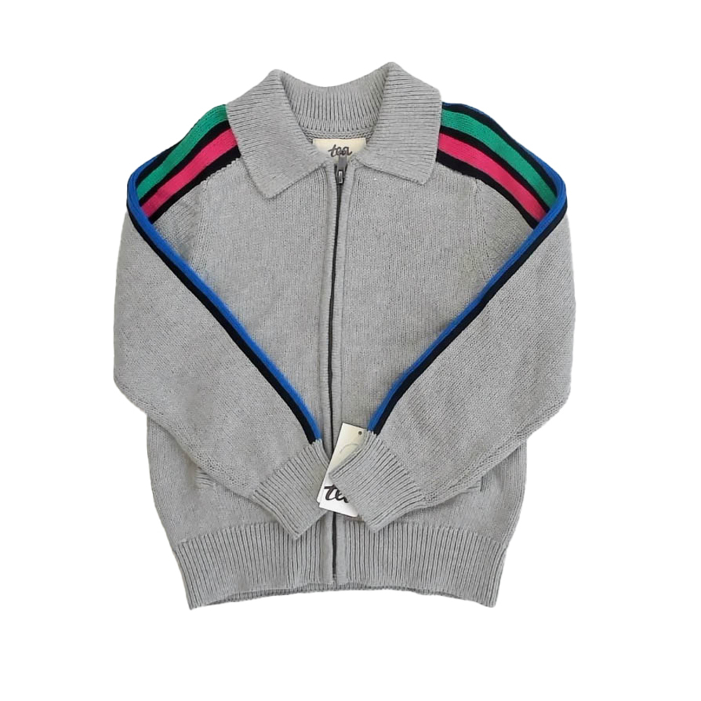 Tea Collection Boys Gray Stripe Cardigan size: 4-5T